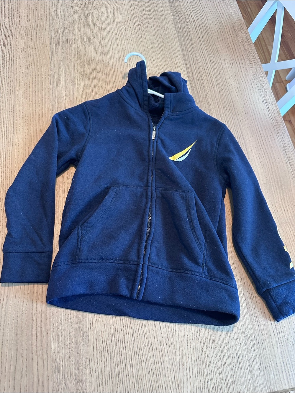 Nautica Navy Kids Zip-Up Hoodie with Yellow Logo